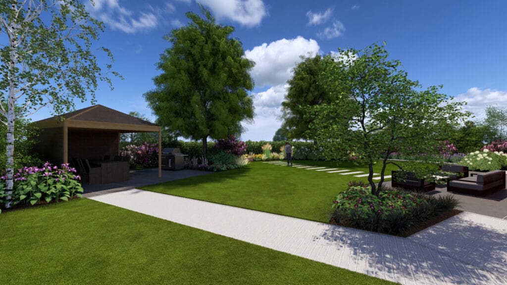 Visualisatie tuinontwerp La Brique